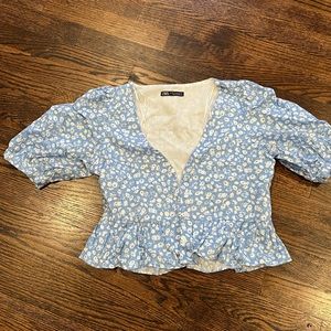 Zara puffed shoulder top